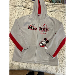 Disney Mickey Mouse Women's Grey / Red Full Zip Hoodie Jacket Womens Size S EUC